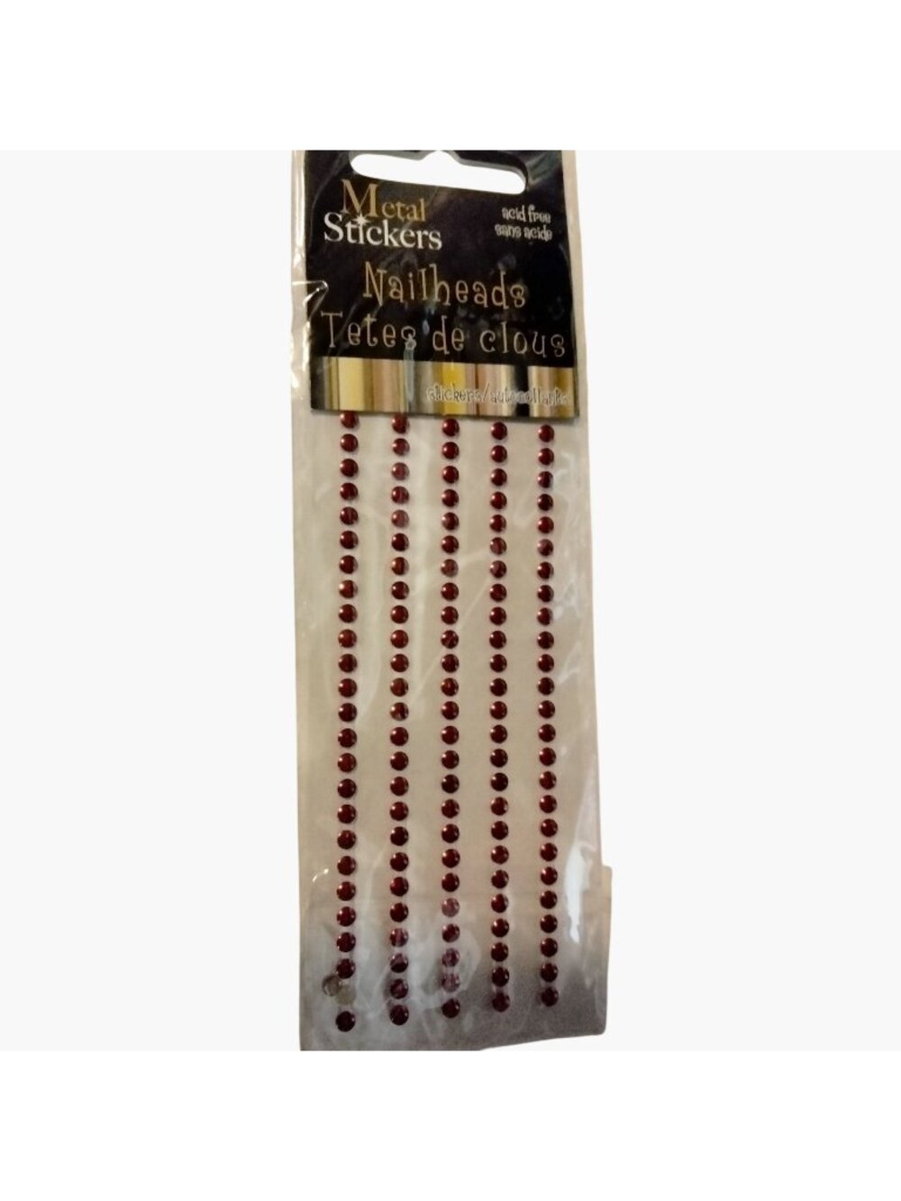 Mark Richards Red Metal Stickers Nailheads 3mm Adhesive Embellishments 3864